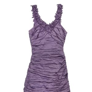 BCBG Lilac gathered sleeveless dress